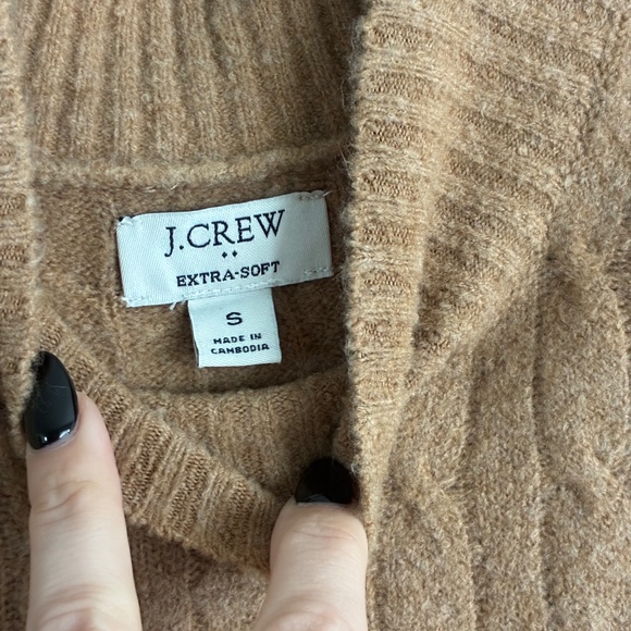 J.Crew Extra-Soft Cable Knit Mock Neck Sweater • Size S • Camel Tan - Picture 3 of 4